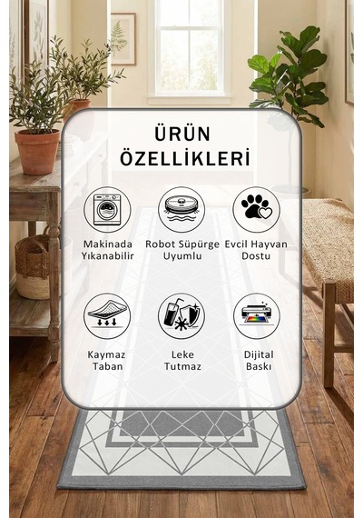 Aren Gri Yıkanabilir Yolluk