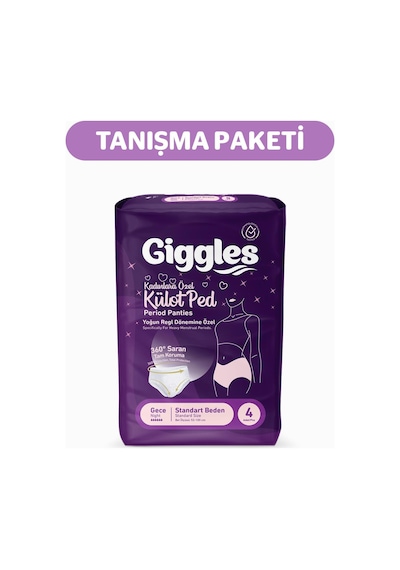 Giggles Külot Ped 52-100 Bel Ölçüsü 360 Esnek Beden Sızdırmaz Regl Gece Külodu 3 Paket 12 Adet