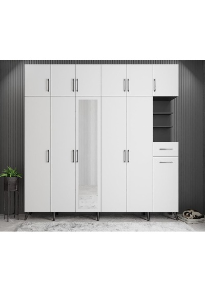 Açelya Portmanto Vestiyer Füme Beyaz  M9-208 cm