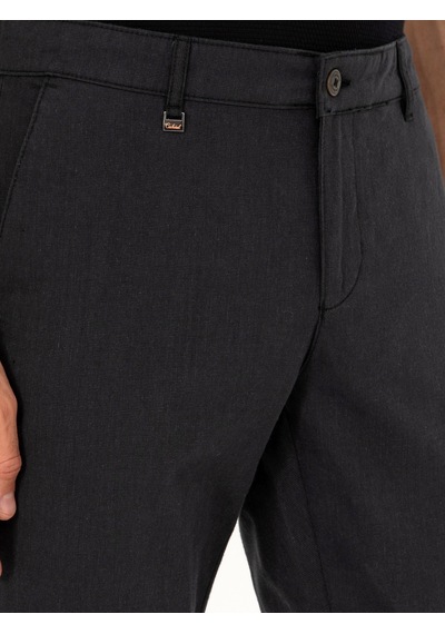 Cacharel Siyah Slim Fit Pamuk Karışımlı Kanvas Pantolon