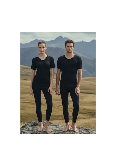 Blackspade Unisex Termal Tişört V Yaka, Isı Tutucu Kışlık İç Giyim 1263 Siyah