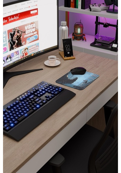 Dijital Okyanus Gemi V1 22x18 Gaming Kauçuk Kaymaz Taban Mouse Pad Fare Altlığı