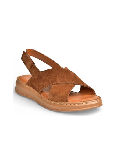 Fox Shoes Y555531102 Taba Hakiki Deri Süet Kadın Sandalet Taba