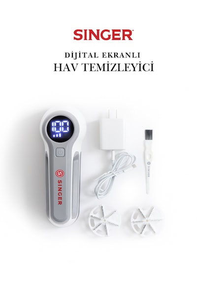 Dijital Ekranlı Hav Ve Tiftik Temizleyici - Ergonomik Saplı Tüy Toplama Makinesi Beyaz