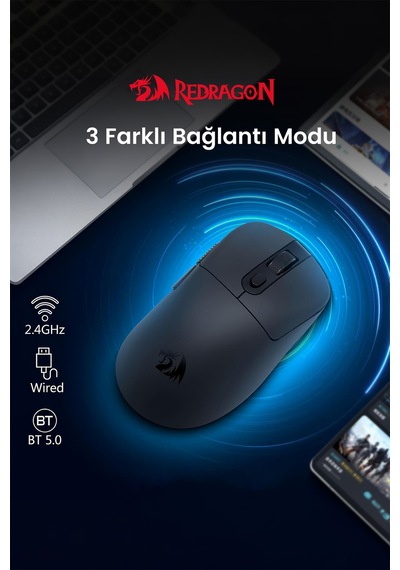 Redragon Paw3311 Kablosuz 12.000dpı 3 Mod Bağlantı 1000hz M818 -