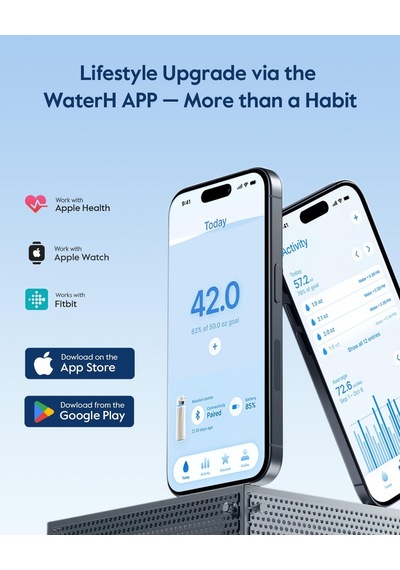 Boost Yalıtımlı Paslanmaz Çelik Akıllı Su Şişesi, 32 Oz Bluetooth Akıllı İzleyici Ve İçki Hatırlatma Beyaz