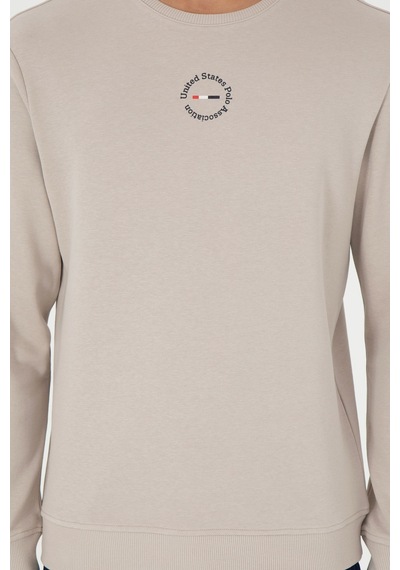 U.S. Polo Assn. Erkek Regular Fit Bisiklet Yaka Taş Sweatshirt 50293436-VR049