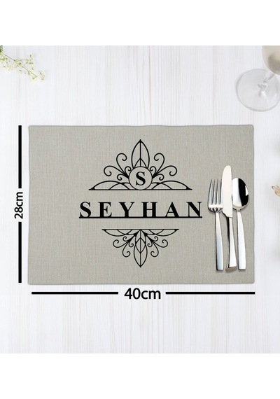 Bk Gift Kişiye Özel İsimli 2 Li Keten Amerikan Servis Seti-4, Ev Hediyesi,baskılı Servis Bezi, Mutfak Dekoru Bitmeyencom33195 Bk Gift