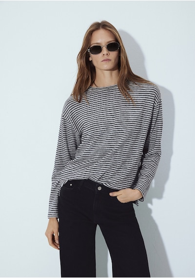 Mavi - Bisiklet Yaka Çizgili T-shirt 1613600-85407 SIYAH