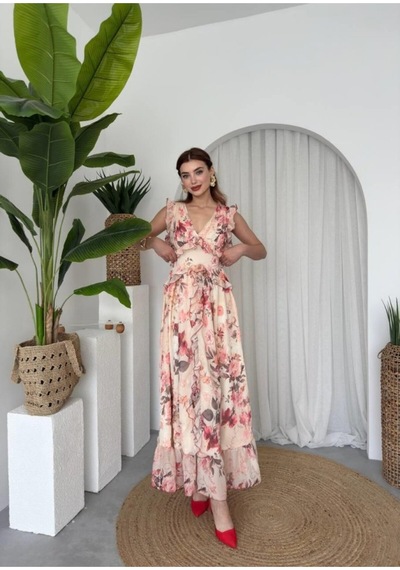 Butik İstanbul Rıth Midi Elbise Çi Çek Desen