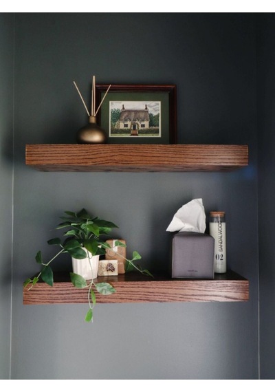 Dekoratif Doğal Ahşap 2 Li Takım 210x15x4 Cm Gizli Aparatlı Raf Ahşap