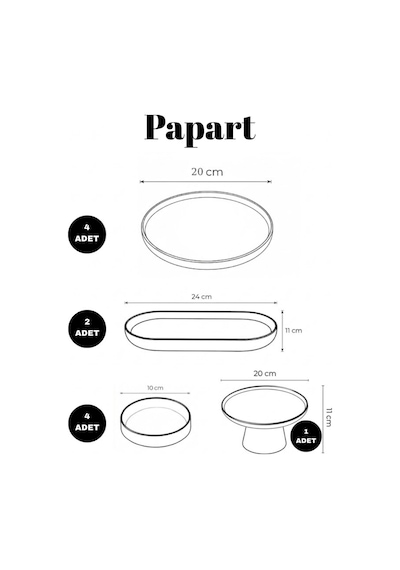 Blue Gift 6 Kişilik 11 Parça Seramik Kahvaltı Takımı Mavi Desenli Modern Sunum & Pasta Tabağı Seti Beyaz
