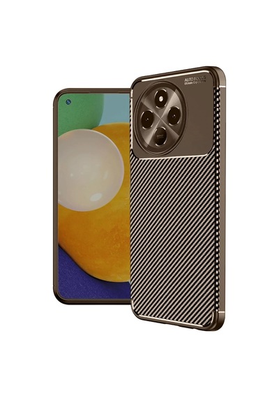 Tecno Spark 30 Pro Uyumlu Kılıf Auto Focus Karbon Kapak - Kahverengi