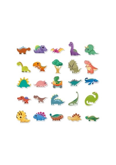 25 Adet Sevimli Dinozor Sticker Etiket Seti 3 Adet Çok Renkli