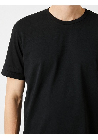 Koton Regular Fit Bisiklet Yaka Basic Tişört Siyah 3wam10043hk