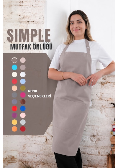 Simple Ayar Askılı Mutfak Önlüğü Pastel Yeşil Çok Renkli