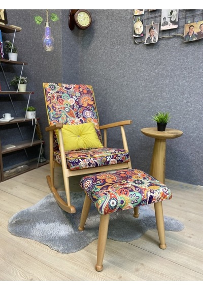 Asedia Trend Naturel Retro Sallanan Sandalye Koltuk