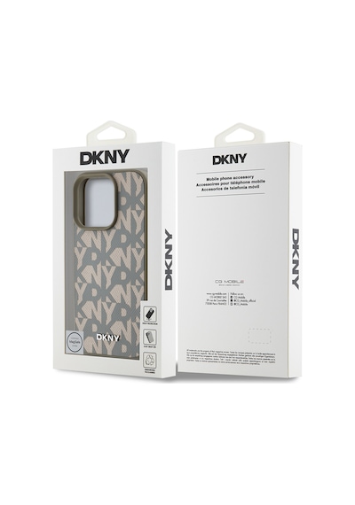 Apple Uyumlu iPhone 16 Pro Max Kılıf Dkny Lisanslı M-safe Şarj Özellikli 3d Yazılı Grid Pattern Kapak Gri
