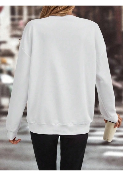 Startmore Adrift Floral Print Drop Shoulder Sweatshirt Beyaz Beyaz