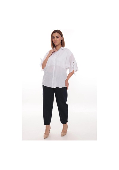 Lady Majestic Cotton Büyük Beden Kadın Pamuklu Gömlek Rahat Kesim, Düğmeli, Volan Kol Detaylı Beyaz Lady Majestic Cotton Büyük Beden Kadın Pamuklu Gömlek Rahat Kesim, Düğmeli, Volan Kol Detaylı Beyaz