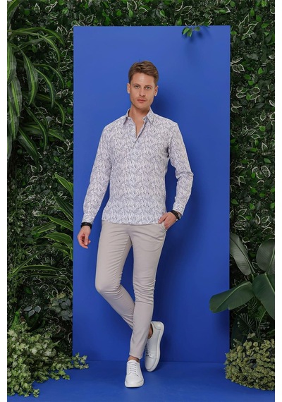 Efor G 1540 Slim Fit Beyaz Klasik Gömlek Beyaz