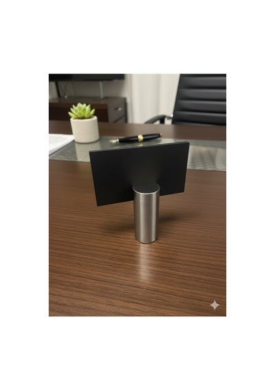 Minimalist Paslanmaz Çelik Kartvizitlik Masa Üstü Silindir Tasarım 60x25 Mm