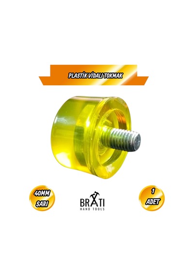 Plastik Saplı Vidalı Tokmak 40mm Sarı