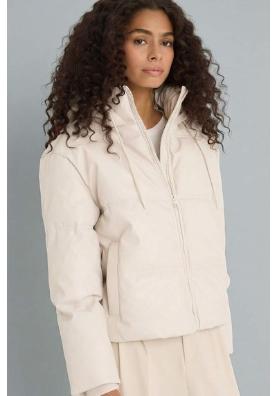 Defacto Regular Fit Kapüşonlu Polar Astarlı Suni Deri Mont F2142ax25wner128 Ekru-er128
