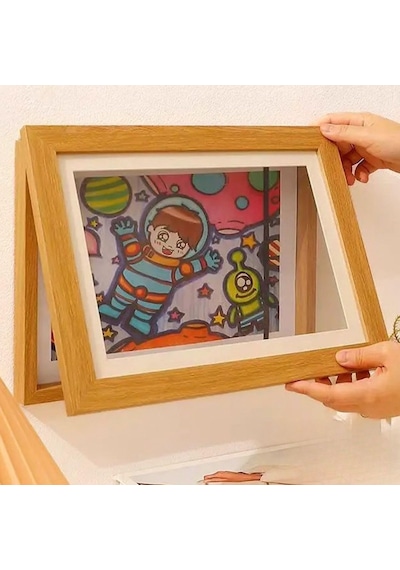 Resim Sanat Çerçevesi Mıknatıslı Kapaklı Duvara Asılabilir Etkinlik Sergileme Çerçevesi Çocuk Çizimleri Için
