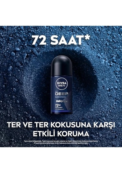Erkek Roll On Deodorant Deep Dimension 50 Ml,72 Saat Ter Ve Ter Kokusuna Karşı Koruma,maskülen Ferah Koku,aktif Karbo