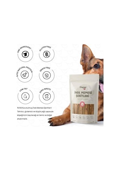 Chompo İnek Memesi Çubukları 100% Doğal Katkısız Köpek Ödül Maması 100 Gr / Tek İçerik