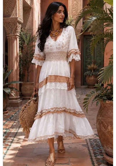 Asprinfashion Kadın İthal Nakış İşlemeli Gipeli Maxi Elbise Bohem Yazlık Uzun Elbise Beyaz Asprinfashion Kadın İthal Nakış İşlemeli Gipeli Maxi Elbise Bohem Yazlık Uzun Elbise Beyaz