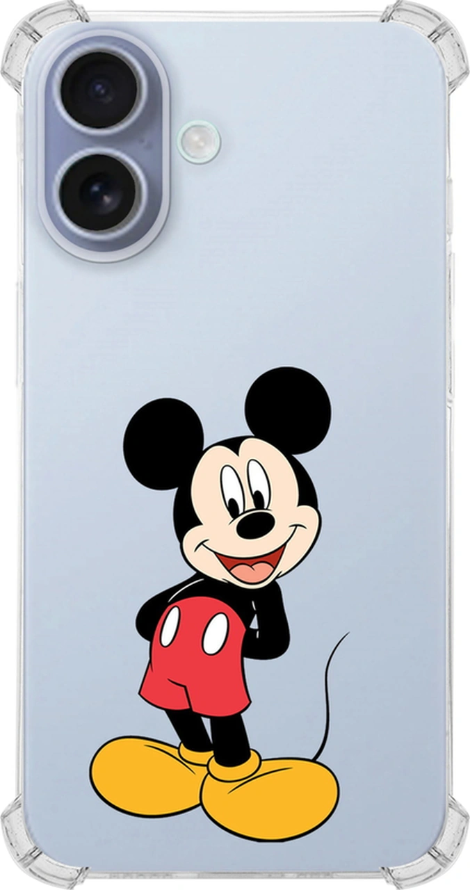 Apple Uyumlu iPhone 16 İle Mickey Mouse 2 Baskılı Köşe Korumalı Şeffaf Kılıf