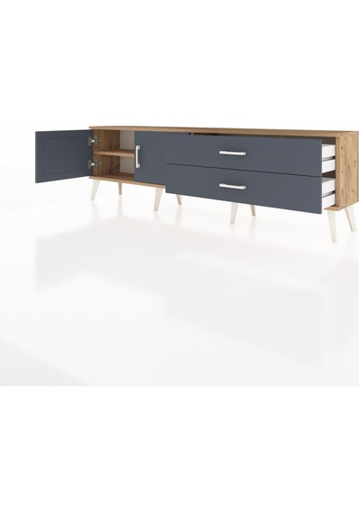 Arges Tv Ünitesi Tek Raflı 2 Çekmeceli 2 Kapaklı 176x30x51 Çam-antrasit/antrasit Antrasıt/antrasıt