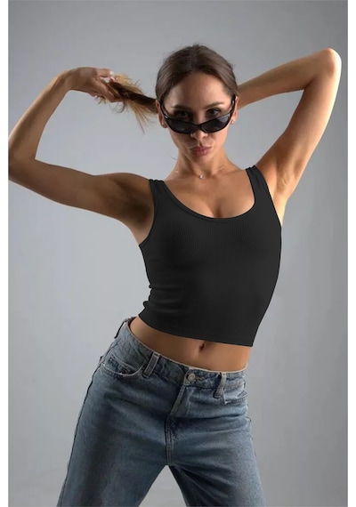 Mistirik Marsala Model Sıkılaştırıcı Biker Crop Örme Ve Seamless Model Siyah Renk
