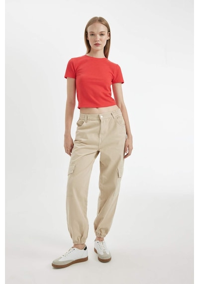 DeFacto Coool Jogger Pantolon Gabardin KumaşNormal Bel Basic Düz Kargo Cepli B0454AX24AUBG737