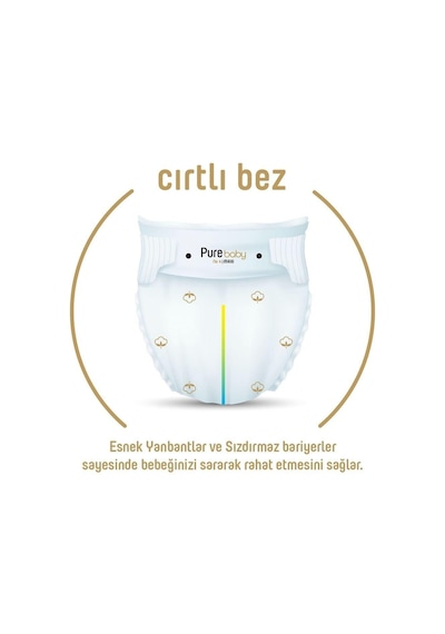 Pure Baby Organik Pamuklu Cırtlı Bez Ekonomik Paket 4 Numara Maxi 200 Adet