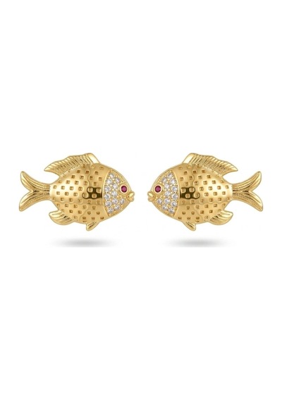 Altın Kaplama Çift Renkli Gold Mini Balık Küpe