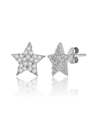 Zanaatsilver 925 Ayar Gümüş Zirkon Taşlı Rodyum Kaplama Yıldız Modeli Küpe