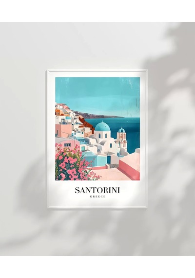 Çerçevesiz Poster Santorini'nin Masmavi Hayalleri
