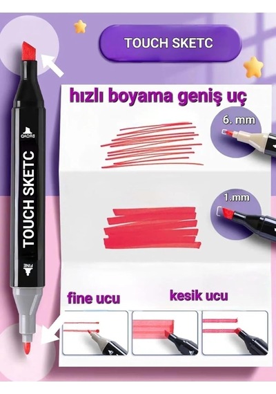 48li Profesyonel Art Marker Boya Kalem Seti, Çok Renkli, Çanta Hediyeli
