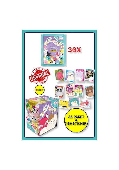Panini Squishmallows Sticker Çıkartma - 36 Paket 180 Adet Sticker