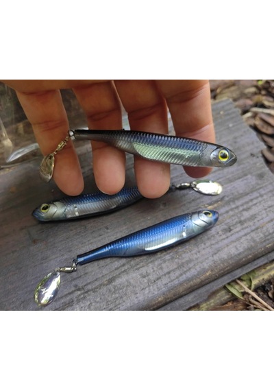 Fish Arrow Flash J Spin Elastomer 10cm 4'' 04 Blue Shad Silver Silikon Balık 3 Adet