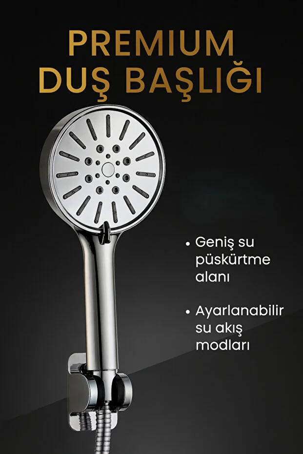 Duş Başlığı Xxl Geniş 3 Fonksiyonlu Krom Yüksek Basınçlı
