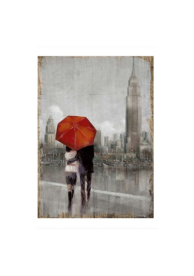 Bedeko Kırmızı Şemsiyeli Çift Hediyelik Mdf Tablo 50 Cm X 70 Cm