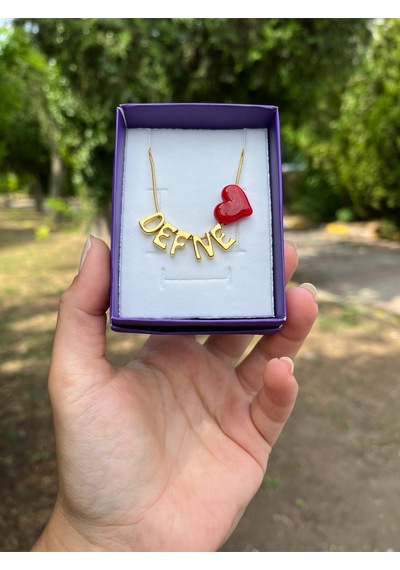 Kişiye Özel Harf Kolye Murano Kalp Murano Kolye Istediğiniz Isim Yazılır Gold