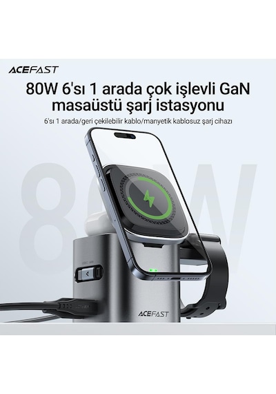 Acefast 6in1 80w Gan Masaüstü Şarj İstasyonu - Z9