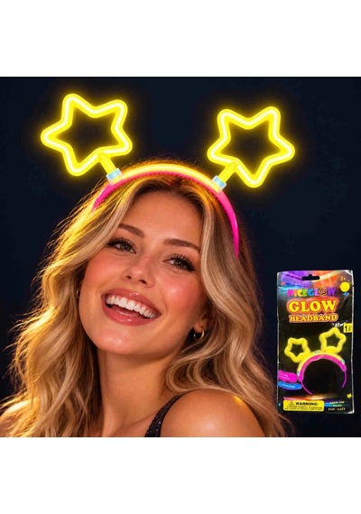 Özel Seri Glow Neon Işıklı Sarı Yıldız Glow Taç Etkinlik Aksesuarı Gösteri Süsü Parti Gereci +3