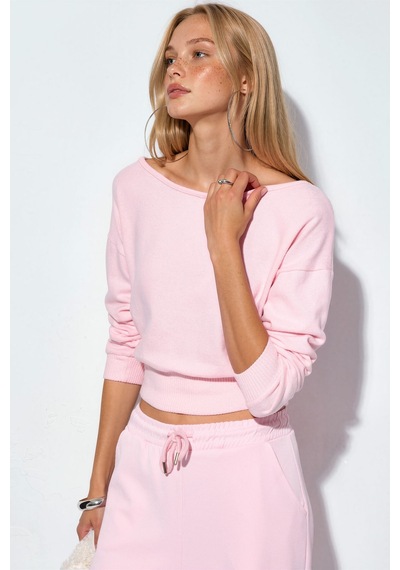Hiccup Busem Kadın Kısa Bisiklet Yaka Sweatshirt Allık Pembe