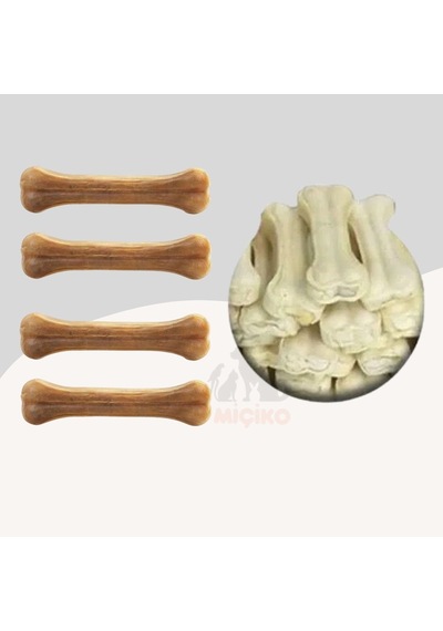 Köpekler İçin Naturel Ve Beyaz Press Çiğneme Kemiği 7cm 8li Paket